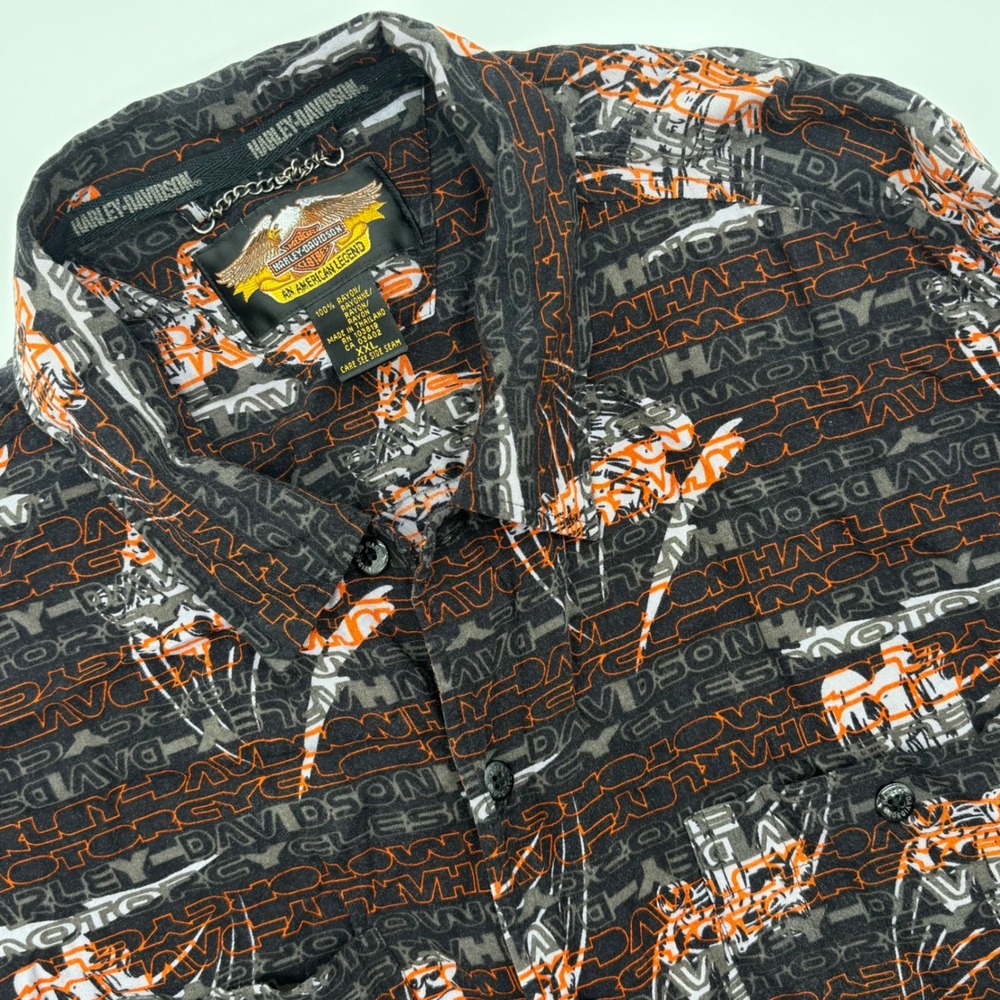 Harley-Davidson XXL Button Up Shirt Motorcycle American‎ Legend All Over Print